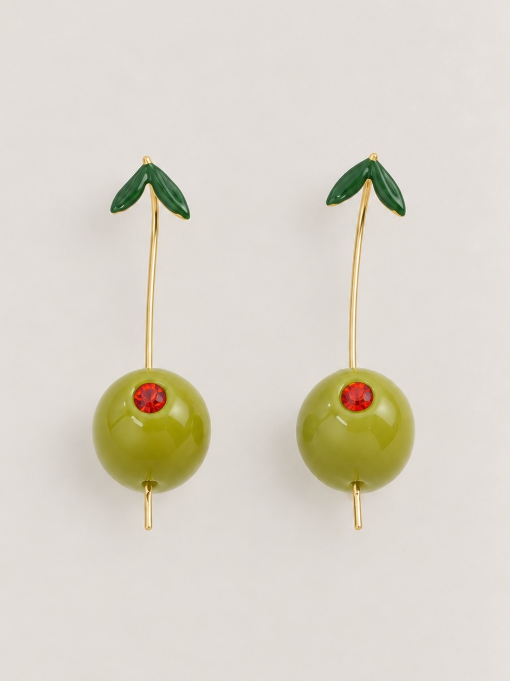New! Green Olive Drop Earrings NWOT